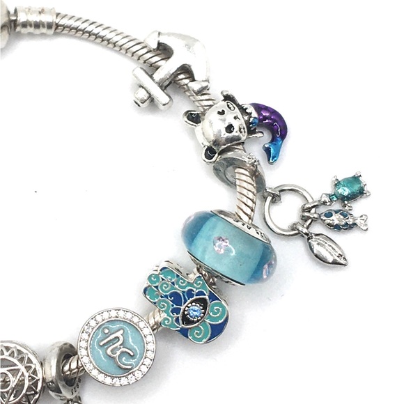Authentic PANDORA Bracelet With x2 Pandora Beads ‘Nautical Vishudda Chakra’ - Picture 4 of 10